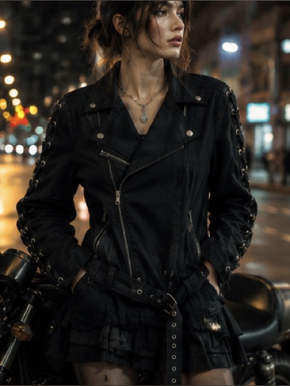 🚨Price Drop🚨 NWOT Joan Jett Daang Goodman Tripp NYC Lace-Up Grommet Moto Jacket